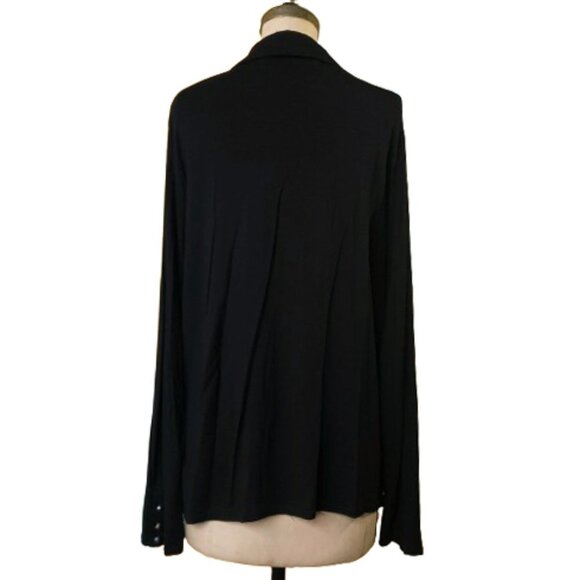 Marina Rinaldi black long long button collar T shirt style top tunic - Picture 3 of 13